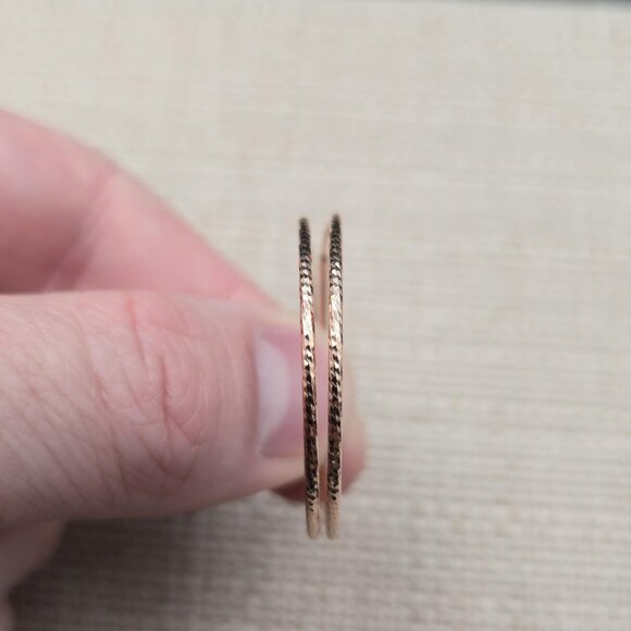 Rose Gold Over Sterling Silver Textured Hoop Earrings A6563 - Picture 2 of 6